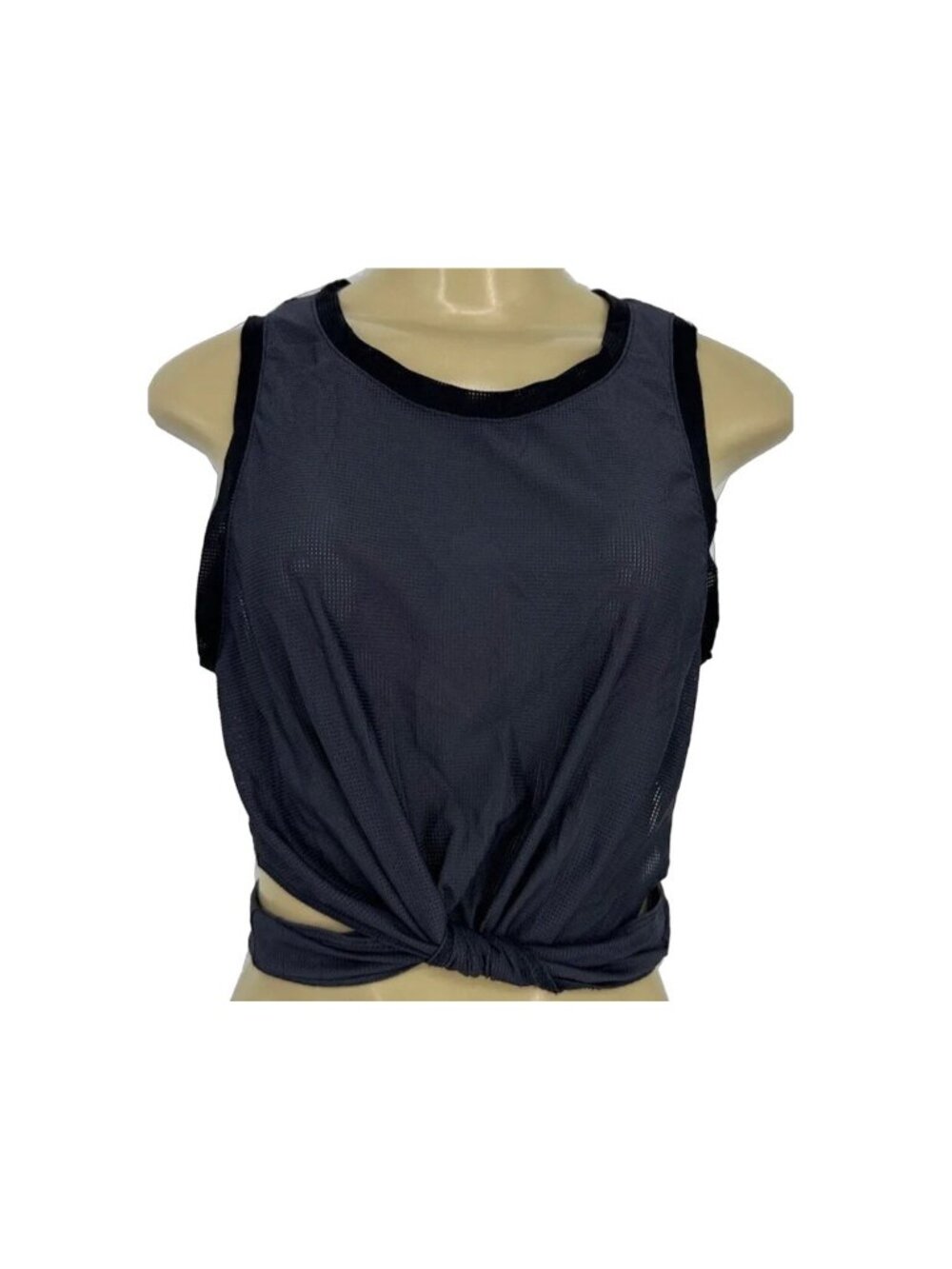 Fabletics Mesh Cropped Wrap Sexy Tank Top w/ Tie Waist XS Gray Athletic Beach - Picture 4 of 10